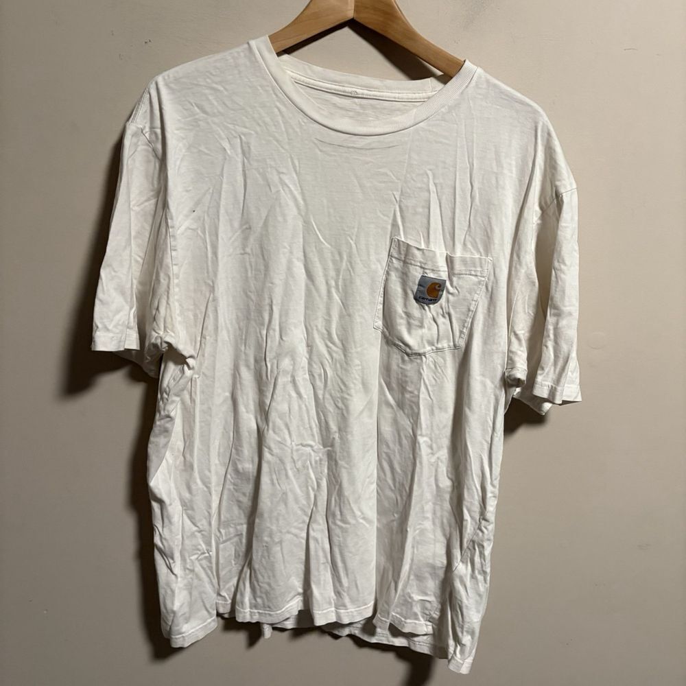 Carhartt Men's T-Shirt Short Sleeve Pocket Logo Crew Neck White Size XXL 2XL